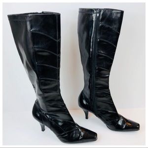 Franco Sarto Black Faux Leather Boots Size 8.5